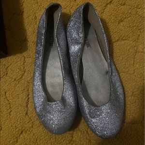 Silver sparkly flats